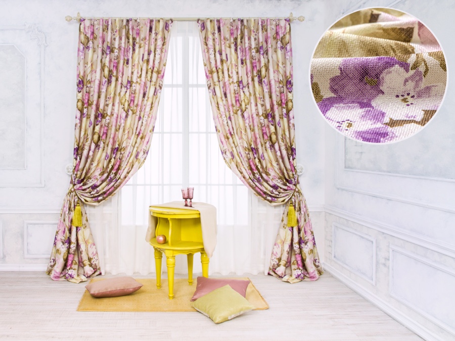 Штора с цветочным принтом Le Lilla E Gardenia - изображение 1 - заказать онлайн в салоне штор Benone в Москве и МО