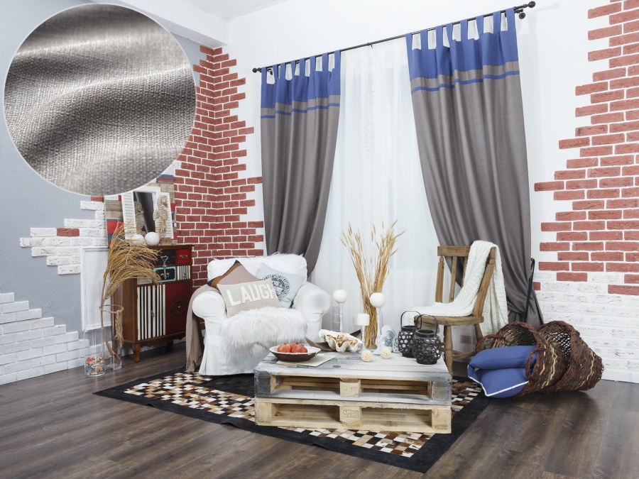 Хлопковая штора с широкой каймой La Striscia Blu - изображение 1 - заказать онлайн в салоне штор Benone в Москве и МО